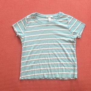 Teal top with different color stripes
